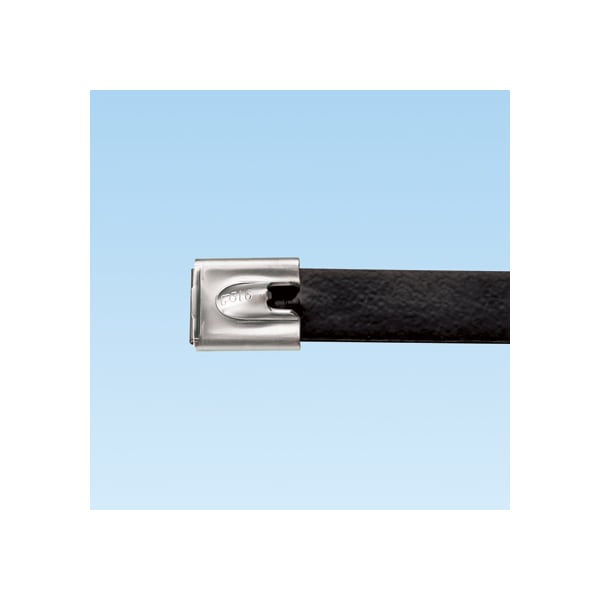 Cable Tie, 12 in L, 2 in Max Bundle Dia., Black, 316 Stainless Steel, Polyester, 300 lb Strength